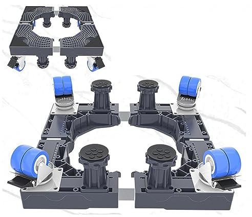 ALIEDA Waschmaschine Mit Verstellbarer Basis 41-65 Länge Und Weite Verstellbar Sockel Für Waschmaschine Und Trockner Edelstahl Ständer Für Waschtrockner Waschmaschine,4Beine-4Rollen