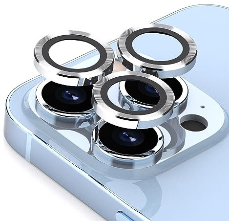JEHOO for iPhone 13 Pro Max/iPhone 13 Pro Camera Lens Protector, Individual Lens Protectors,[Military Protection][[Easy Installation][Scratch Resistant] [Case Friendly], 2 Set,Silver