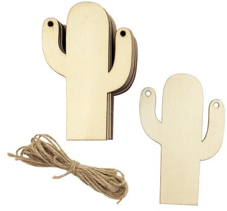 Lot de 30 découpes de cactus en bois brut de 10,2 cm à suspendre pour loisirs créatifs, décoration de fête, projet d'artisanat