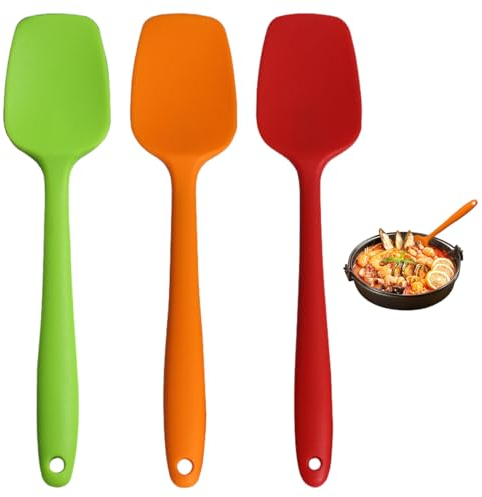 3 Pezzi Grande In Leccapentole Silicone Lunghezza: 27Cm Spatole In Silicone con Anima In Metallo, Spatola Silicone Cucina Resistente Al Calore, Spatole Silicone Cucina per Cucinare E Cuocere Al Forno