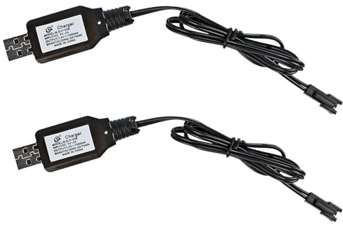 Wodehaainiyibeizi 2-Pack USB Charger Cable with 7.4V SM-2P Connector for Remote Control Cars and Toys