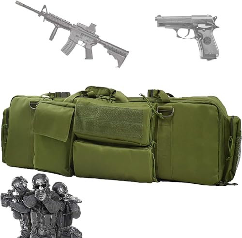 Waffentasche fiur Langwaffen, M249 Gepolsterte Gewehrkoffer, Taktische Gewehrtasche Doppel Taktische Waffentasche Armee Airsoft,Outdoor Schulter Rucksack B