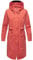 Navahoo Damen Leichter Übergangsmantel Kurzmantel lang mit Verstellbarer Kapuze Silberperlee Coral Red Gr. XXL