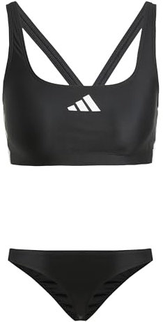 adidas Donna 3 Stripes V-Back Bikini, Black/White, 44