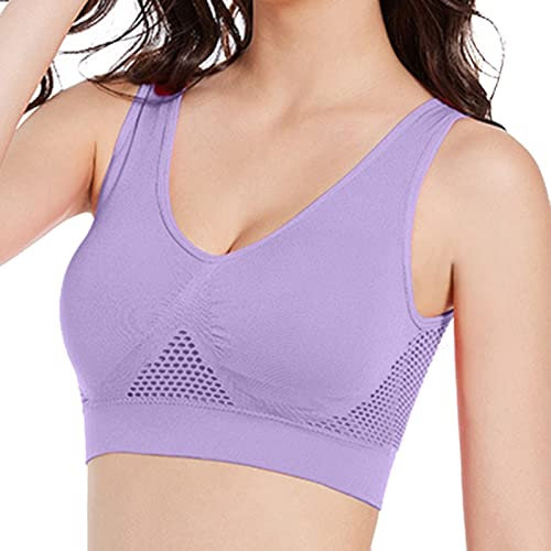 EQWIGKEIT Damen Komfort BH Gepolstert Spitzen Bra Mittel Halt Bügelloser Schlaf BH Ohne Bügel Push Up Unterwäsche Weich Seamless Stretch Bustier Nahtlos Sport BH Klassische Top Für Alltag Yoga Damen
