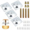 Yoicn Lth Lot de 4 plaques de fixation M8 pour canapé de table, pieds de meubles avec tiges de vis assorties (argent 0 °)