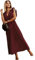 HEYPORK Damen Frühling Sommer Kleider Bequem Lässig Kleid Mode Elegant Röcke Frauen Temperament Langes Kleid Geraffte Ärmel Chiffon Faltenrock Feste Farbe Kleider(Rot, XL)