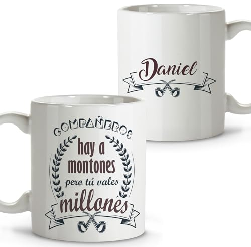 LolaPix Regalos jubilacion. Taza personalizada. Tazas de cafe. Regalos compañeros de trabajo. Detalles compañeros de trabajo. Taza cerámica 330 ml.