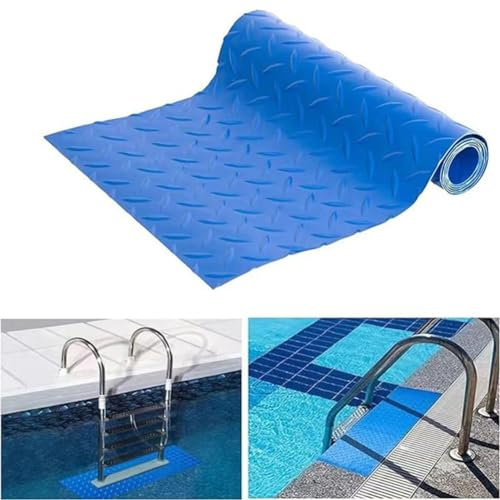 Tappetino per scaletta per piscina, antiscivolo, con trama, colore, per piscine fuori per terra (60 x 23 cm)