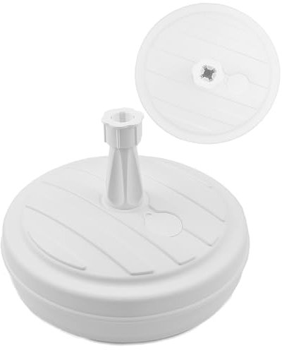 Schirmständer Schirmhalter Sonnenschirmständer - Ständer aus Kunststoff Rund 13L - Garten, Terrasse, Strand - Sonnenschirmfuß befüllbar mit Sand, Wasser, oder Kies - für Schirm, Flagge, Mast (Weiß)