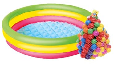 Bestway 40 x 10 Summer Set Kids Paddling Pool with Utena 50pc Ball Pit Balls - Perfect Paddling Pool for Toddlers and Kids