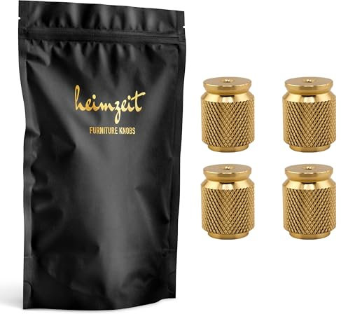 heimzeit Tiradores de Armarios y Cómodas de Aluminio para Puertas y Cajones [4 Piezas, Restriado] Color: Oro, Diseño Elegante, Pomos Armario con Manija de un agujero con tornillos