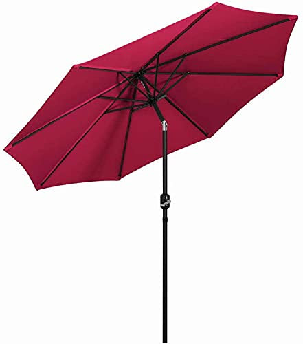 VNNHGB Gartensonnenschirm, 2,7 m, Ampelschirm mit Kurbel und Neigung, überhängender Sonnenschirmschutz, Sonnenschutz für Gartenterrasse, 2 Khaki (4 Weinrot)