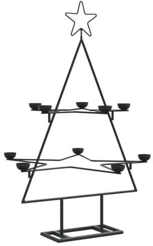 vidaXL Albero di Natale Decorativo in Metallo Nero 75 cm, Albero di Natale Decorativo, Albero di Natale, Decorazione di Natale