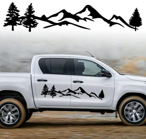 Berg Autoaufkleber Universal Auto Motorhaube Dekoration Aufkleber Vinyl Wasserdicht Dekoration Aufkleber für SUV Geländewagen Wohnmobil Karosserie Seitentür Kofferraum,Schwarz (100 x 20cm)