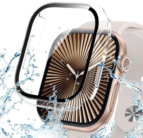 Neitra wasserdichte Hülle für Apple Watch Series 10 46mm Schutzhülle mit HD Glass Displayschutzfolie, Hart PC Voller Körper Kratzfest Gehäuse Cover für Apple Watch Series 10 46mm