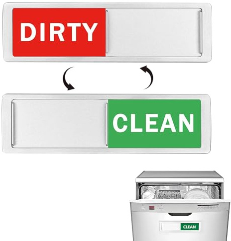 Dirty Clean Dishwasher Magnet,Clean Dirty Dishwasher Sign,Geschirrspüler | Küchenzubehör,Silber Gerahmt Rechteck Rot-Grün,Spülmaschine Sauber Dreckig Schild,Für Die Spülmaschine - Kitchen Gadgets