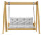 Wooden Outdoor Garden Swing Bench with Backrest and 3 Seat Cushions Grey Patio Furniture