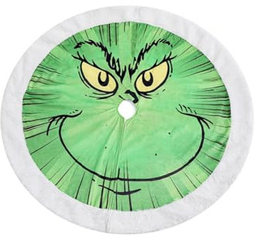 Tannenbaum Decke Kreative Cartoon grünes Fell Plüsch Weihnachtsbaum Schürze dekorativer Baumrock leuchtender Grinch Baumrock Weihnachtsbaumdecke