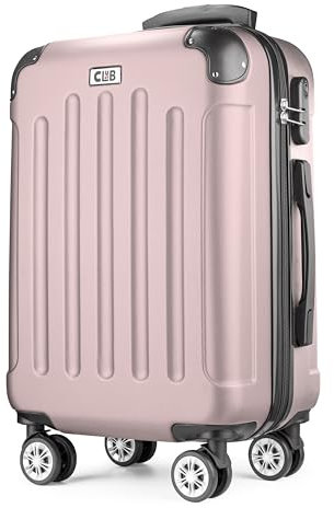 POSH Valigia rigida con ruote trolley bagaglio a mano, grande, media, piccola in ABS, Set di valigie leggere da 3 pezzi nelle misure M-L-XL (rosa cipria, L)