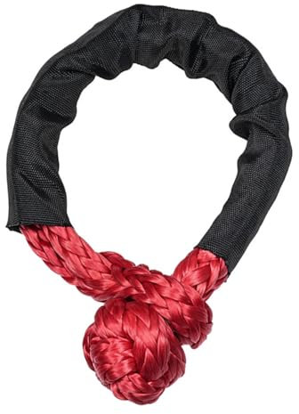 Locadence Weicher Schäkel, 17 Tonnen Bruchfestigkeit, Offroad-Soft-Schäkel-Bergungsset, Robustes Polymer-Polyethylen-Straßenbergungsseil, Gewicht, weicher Schäkel für Offroad (Rot)