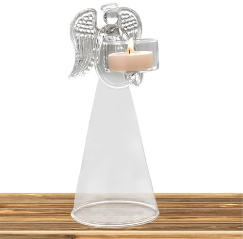 Kerzenhalter aus Glas mit Engel - Engel Kerzenhalter Glas, Kerzenständer Kerzenhalter | | Kerzenständer für Hochzeitstafeln, Heimdekorationen, Esstisch, Winkelelement