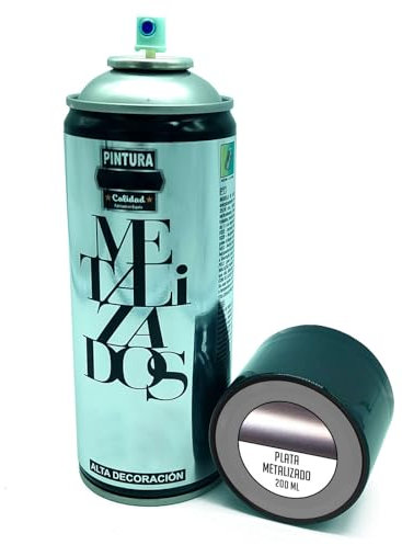 AC - Bote de Pintura en Spray - Fabricado en España - Ideal para cualquier superficie, Madera, Metal, Cartón, Piedra o Cerámica - Capacidad de 200 ML - Color Plata Metalizado