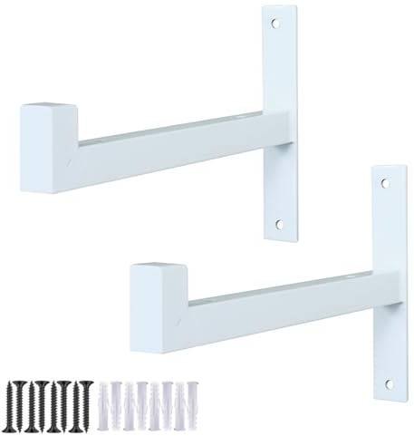 HDEYRSX 2 Stück Regalhalterung Regalwinkel Metall Regalträger mit Lippen,Schwimmende Regalhalter Wandhalterung Schwerlastträger für Zimmer,Büro,Küchen,Mit Schrauben (25cm,Weiß)