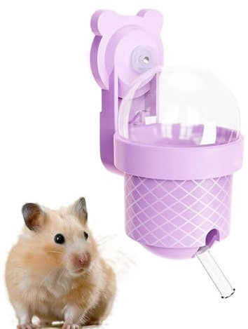 Hamster Water Bottle for Glass Tank, No-Drip Small Pet Dispenser 6.3x8x12.5cm, Leak-Proof Cage Drinker, Adjustable Water Feeder ideak to Guinea Pigs, Chinchillas, Bunnies