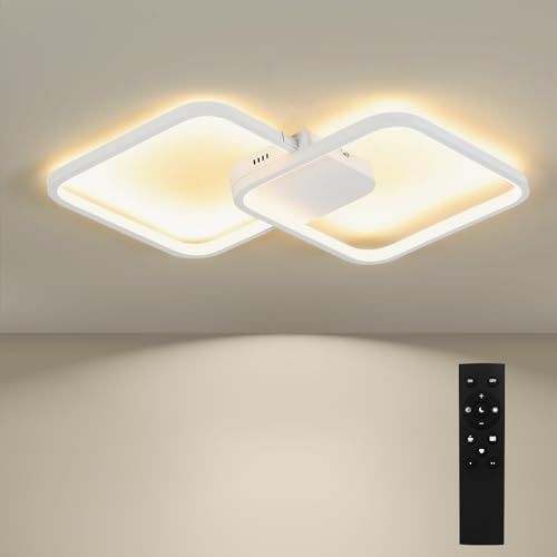 BAYHT Plafonnier Led 28W à Intensité Variable avec Télécommande, 3000-6500 K, Design Moderne Lampe Led Plafond, pour Chambre, Salon, Cuisine, 50 Cm, Blanc