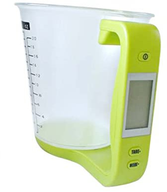 CIYODO vaso medidor de 1000g/1g electrónico taza de balanza de cocina digital vaso medidor electronico medición de cocina peso taza medidora digital taza medidora con pantalla lcd Green