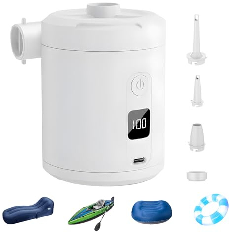 Electric Air Pump - Blow Up Bed Pump | Portable Electric 5200mAh Battery 4000Pa Quick Inflator Deflator | Air Mattress Pool Float Pumps for Pool Beach Travel Home Garage Road Trip Airbed