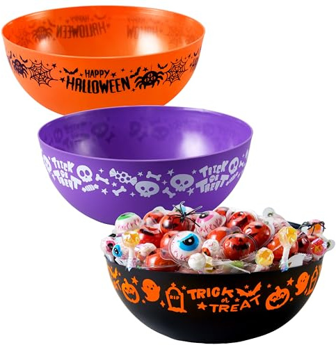 JOYIN 3 cestas de dulces de Halloween y cubos para servir para recuerdos de fiesta, accesorios