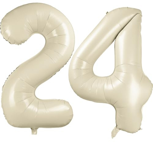 40 Zoll Creme Weiß Luftballon Zahlen 24 Creme Weiß Ballon 24. Geburtstag Deko Beige Folienballon Zahl 24 Riesenzahl Ballon 24 Party Hochzeit Kindergeburtstag Geburtstag Nummer 24/42