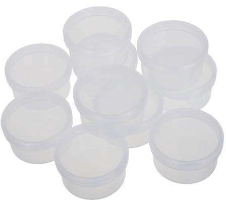 POPETPOP 10 Stück-Pack Transparente Kunststoff Aufbewahrungsdosen Rund | Perlen, Schmuck und Kleine Utensilien, Geeignet für Make Up und Reisecreme