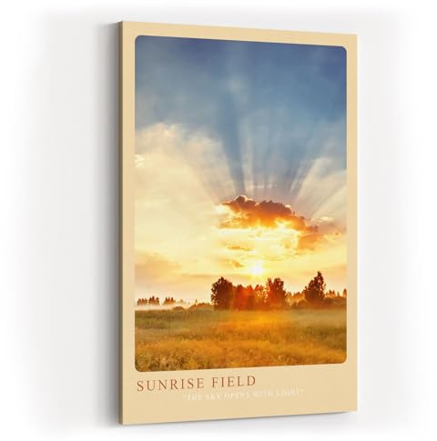Paul Sinus Kunstdruck 40x60cm Sunrise Field – Sonnenaufgang über goldener Landschaft mit Lichtstrahlen