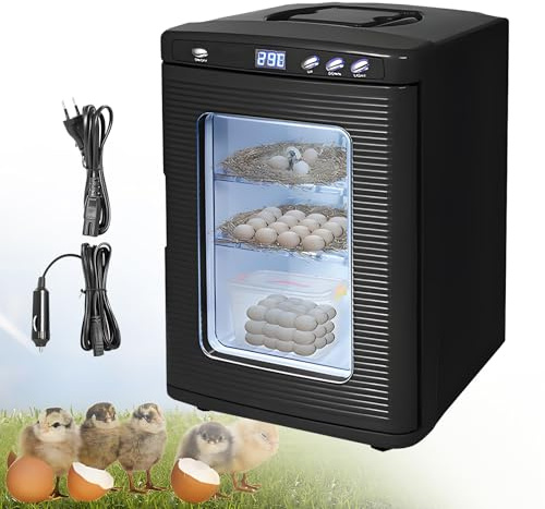 EpyGnom Reptile Egg Incubator for Hatching Turtle Snake Bearded Dragon Gecko Eggs 25L Portable Cooling & Heating Brooders Thermostat Box with Digital Temperature Control 5℃-60℃ Black