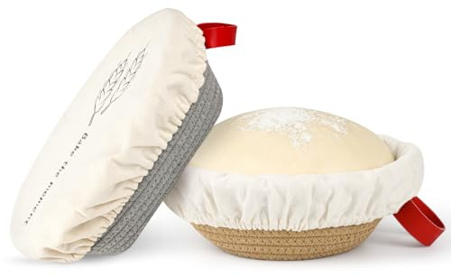Sogoumi Cotton Rope Banneton Bread Proofing Basket Set, 10 Oval & 9 Round Baskets with Liners & Covers for Perfect Artisan & Sourdough Bread Baking at Home