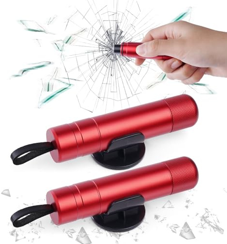 URAQT Car Safety Hammer 2Pcs, Portable Glass Breaker, 2 in 1 Car Window Breaker, Emergency Car Escape Tool with Seat Belt Cutter, 2025 New SafeHammer Hammerdex Safety Hammer for Land and Underwater