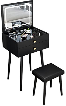 MPOPO Scrivania da Toeletta Tavolo da vanità set tavolo capo ribaltatore moderno minimalista piccolo comò for camereggiatore for donne in camera letto con cassetti(L40cm)
