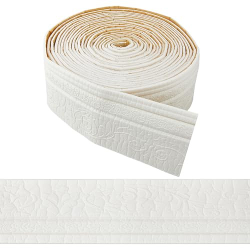 Hobbspring 10m Molding Trim Wallpaper Border Old Lace Self Adhesive Flexible Foam 100mm Wide 3D Foam Wallpaper Border Skirting Trim for Room Mirror Ceiling Wall Lines Hotel DIY Decor