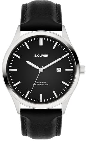 s.Oliver Herrenuhr - 42 mm - analoge Armbanduhr mit Quarzwerk - flaches Gehäuse - 3 Zeiger - hoher 5 ATM wasserdicht - Kratzfest