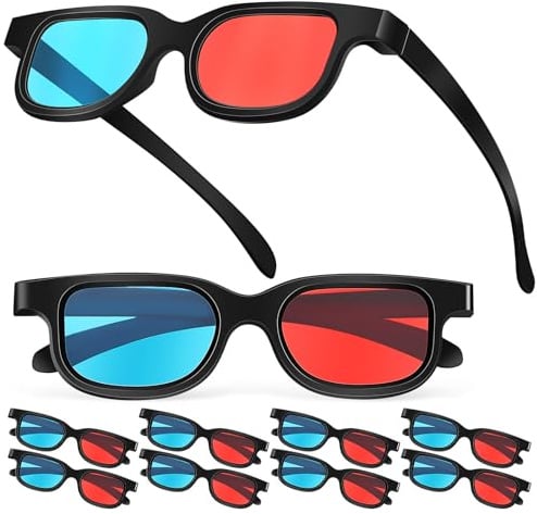 Generic 10 Pcs Red and Blue 3d Glasses Compatible with Computer Monitors and Suitable for 3d Movies at Home Or Movie Theater Made of Sturdy Abs and Pe Material