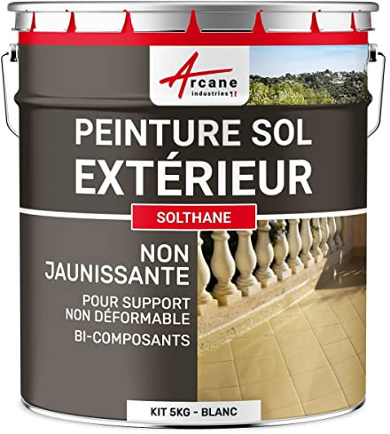 Peinture sol extérieur intérieur pour béton haute résistance non jaunissante SOLTHANE - 5 kg Blanc - ARCANE INDUSTRIES
