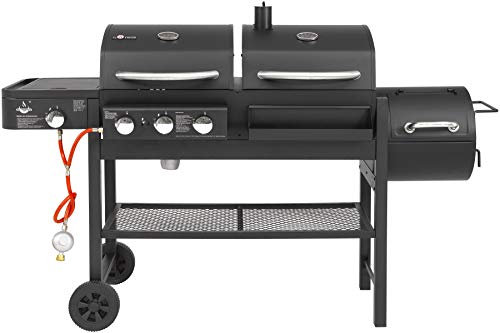 Kombigrill Gasgrill und Holzkohlegrill Sierra von EL Fuego® 3 Hauptbrenner + 1 Seitenbrenner, Grillroste aus Gusseisen, Smoker, AY 573