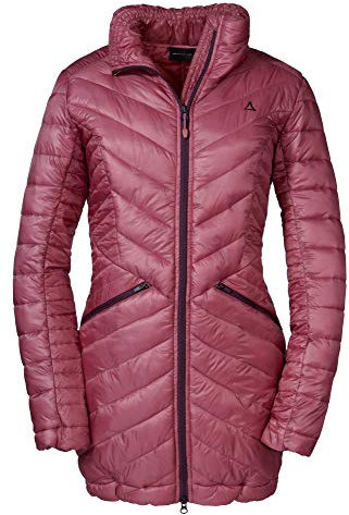 Schöffel Damen Thermo Parka Antersas L, winddichte, extrem leichte Daunenjacke aus Pertex Quantum, warme und atmungsaktive Skijacke, red moscato, 36