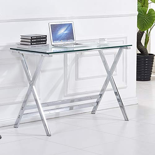 Computertisch aus gehärtetem Glas, moderner Studentenschreibtisch, kleiner Computertisch, Heimbüro-Schreibtisch