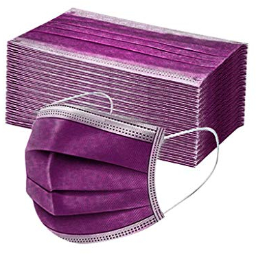 50 Stück Unisex Mundschutz 3 Lagige Schutz_Einfarbige_Maske, Atmungsaktiv Mund_und_Nasenschutz Staubdicht Multifunktionstuch Halstuch Mund- Nase- Gesichts Bedeckung Face Bandana (Dark Purple)