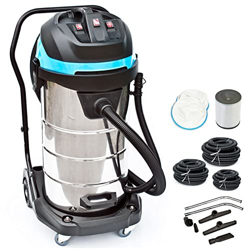 BAUTEC Profi-Industriesauger 100 Liter 3.400 Watt + 3 Saugschläuche (3+5+10m Länge) - Nass-Trocken-Sauger - Industriestaubsauger