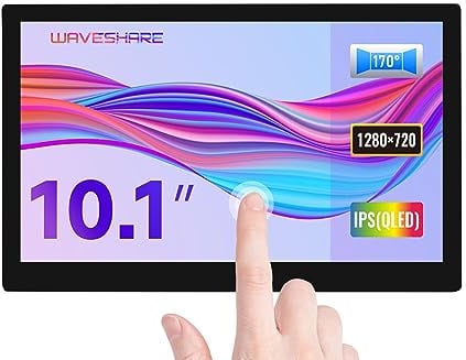 Waveshare 10.1inch QLED Quantum Dot Display Capacitive Touch 1280×720 Resolution G+G Toughened Glass Panel 170°Viewing Angle Support Raspberry Pi/Jetson Nano/PC/Game Console